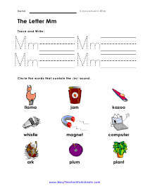 Basic Letter M Worksheet