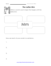 Sentence Writing Worksheet