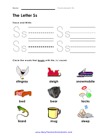 Letter s Worksheet