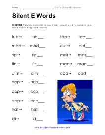Silent E Worksheet