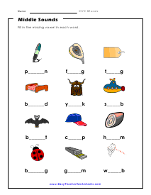 Middle Sounds Worksheet