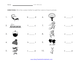 Fill in the Middle Worksheet