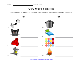 Word Families Worksheet