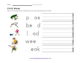 Fill and Write Worksheet