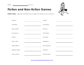 Fiction and Non-fiction Worksheet