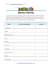 Literary Types Worksheet