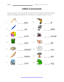 Initial Consonants Worksheet