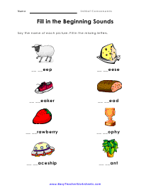 Beginning Sounds Worksheet