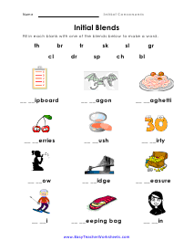 Initial Blends Worksheet