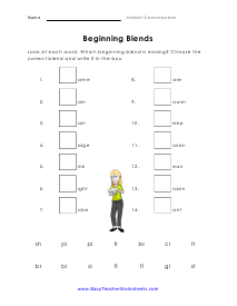 Beginning Blends Worksheet