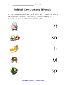 Initial Consonant Blends Worksheet