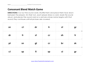 Match Game Worksheet