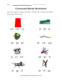 Consonant Blends Worksheet