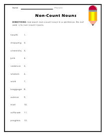 Non-count Nouns Worksheet 2