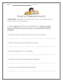 Plural or Possessive Worksheet