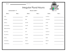 Irregular Plural Nouns Worksheet