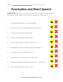 Direct Speech Worksheet