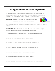 As Adjectives Worksheet