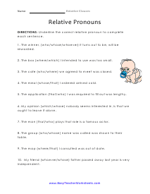 Relative Pronouns Worksheet 2