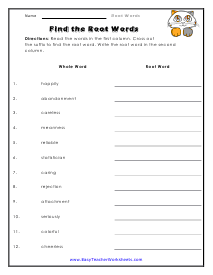 Root Words Worksheets