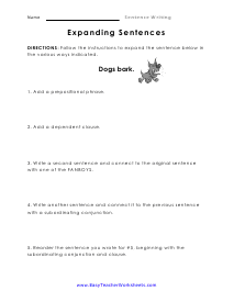 Expanding Ideas Worksheet