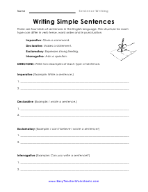 Simple Writing Worksheet