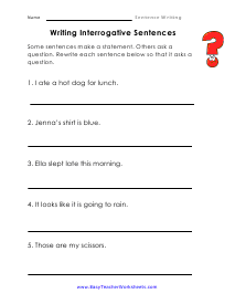 Interrogative Sentences Worksheet