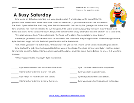 Busy Saturday Worksheet