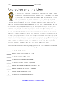 Androcles and the Lion Worksheet