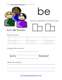 Be Worksheet