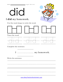 Did Worksheet