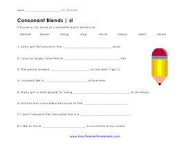 Sentence Fillers Worksheet