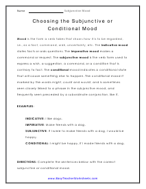 Conditional Mood Worksheet