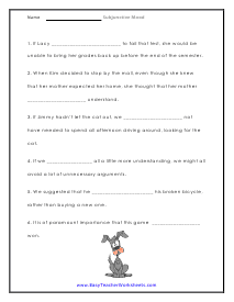 Sentence Worksheet