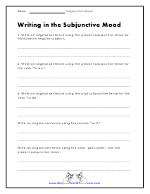 Subjunctive Mood Worksheet