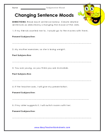 Sentence Mood Worksheet