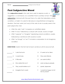 Subjunctive Mood Worksheet