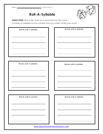 Rolling the Die Worksheet