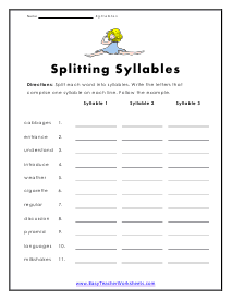 Splitting Up Worksheet