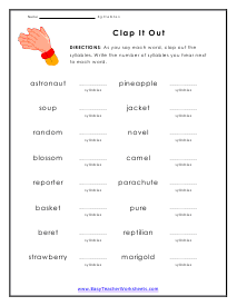 Clap It Out Worksheet