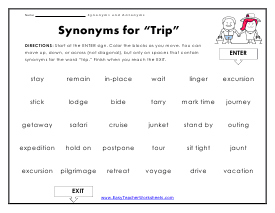 trip synonym and antonym