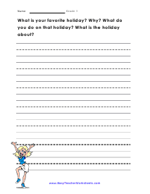 Favorite Holiday Worksheet