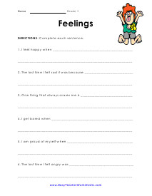 Feelings Worksheet
