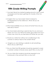 5th Grade Writing Worksheets