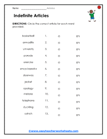 Use of Indefinite Worksheet