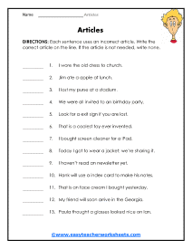 Correction Worksheet