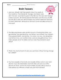 Brain Teaser Worksheets