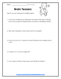 Empty Jars Worksheet