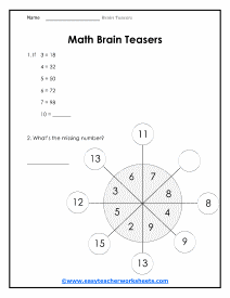 Math Brain Teasers Worksheet