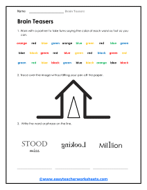 Word Color Worksheet